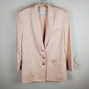 Valerie Stevens Pink Jacquard Pure Linen Blazer